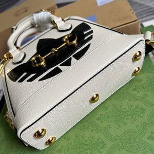 Adidas  x Gucci 677212 Horsebit 1955 mini bag white and Black leather - Default Title - View 7