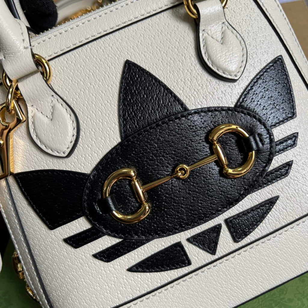 Adidas  x Gucci 677212 Horsebit 1955 mini bag white and Black leather