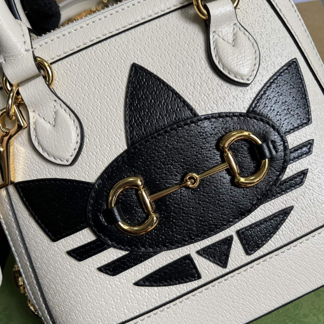 Adidas  x Gucci 677212 Horsebit 1955 mini bag white and Black leather