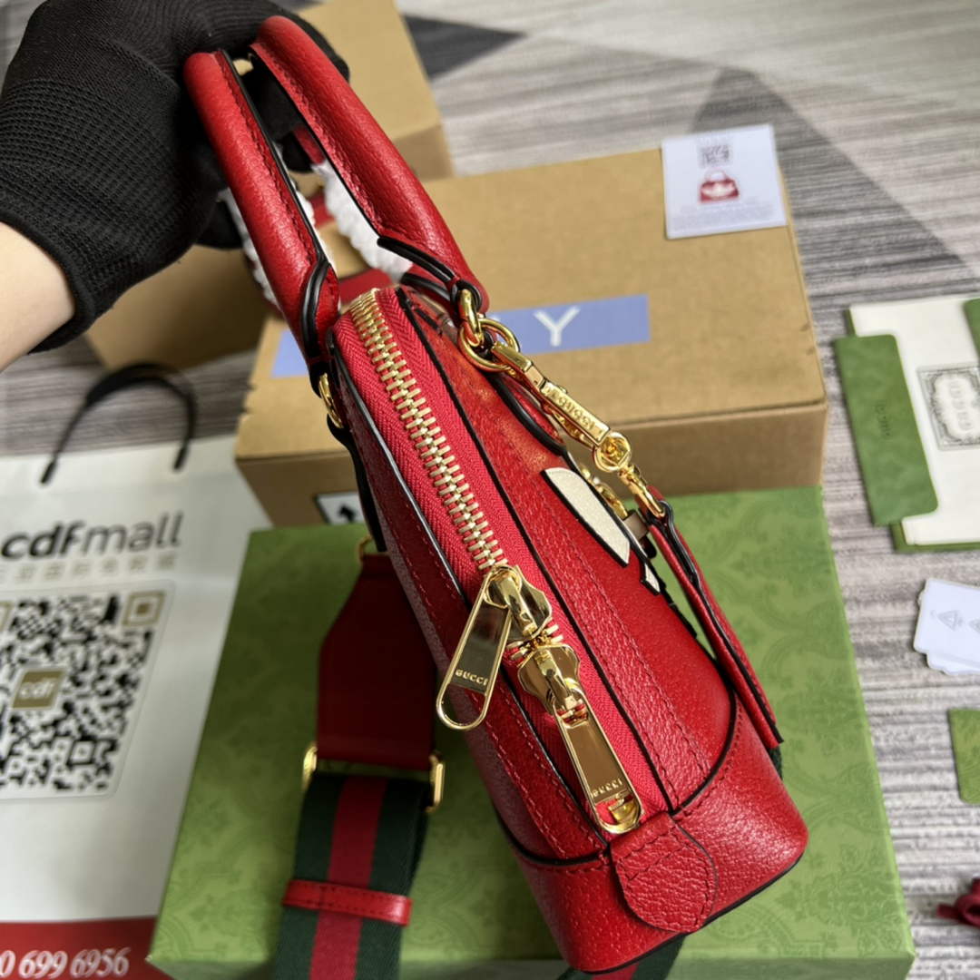 Adidas x Gucci 677212 Horsebit 1955 mini bag red and white leather - Default Title - View 4