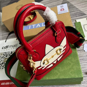 Adidas x Gucci 677212 Horsebit 1955 mini bag red and white leather - Default Title - View 7