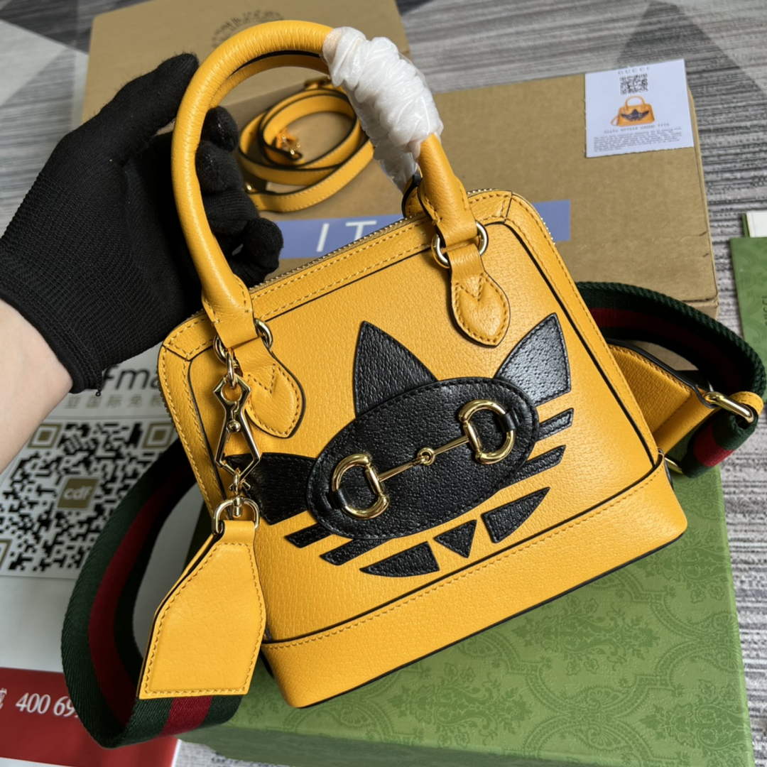 Adidas x Gucci 677212 Horsebit 1955 mini bag Yellow and black leather - Default Title - View 1