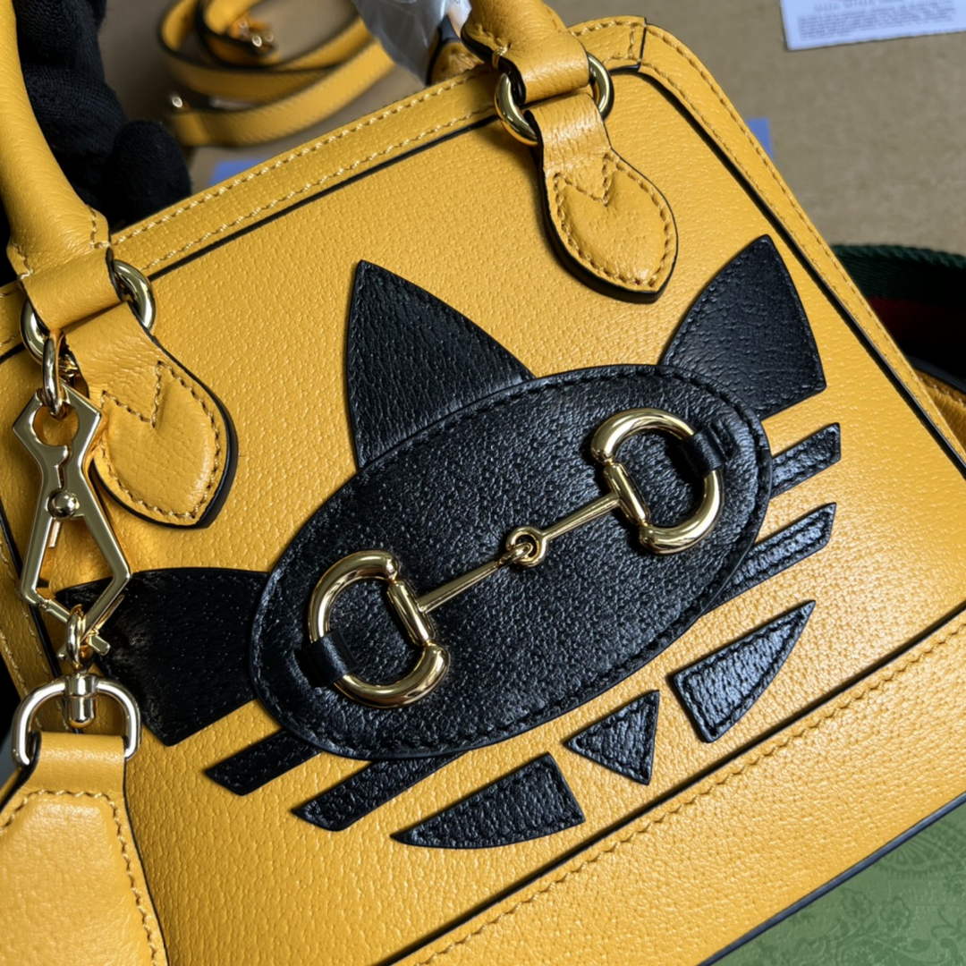 Adidas x Gucci 677212 Horsebit 1955 mini bag Yellow and black leather - Default Title - View 5
