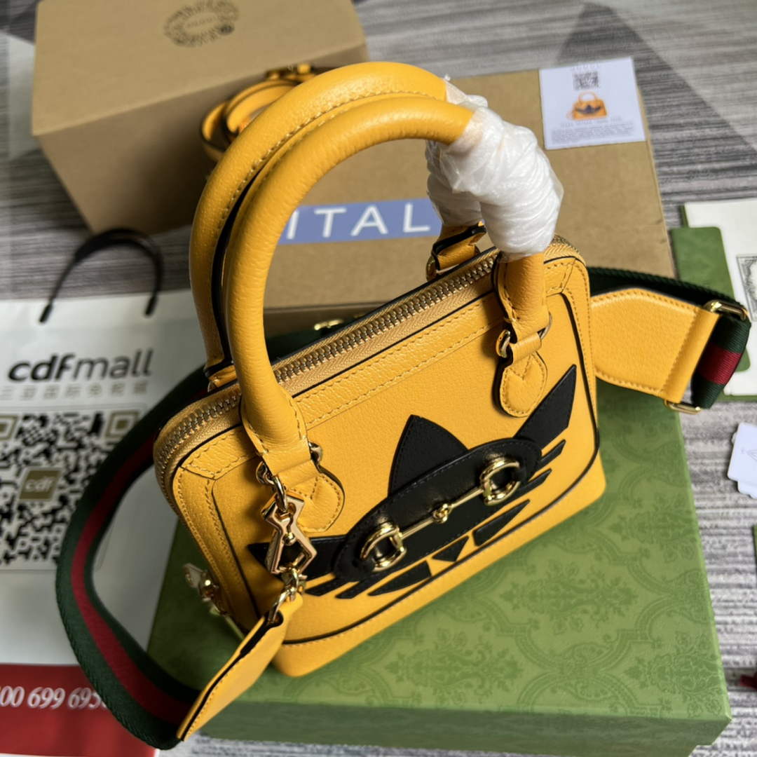 Adidas x Gucci 677212 Horsebit 1955 mini bag Yellow and black leather - Default Title - View 7