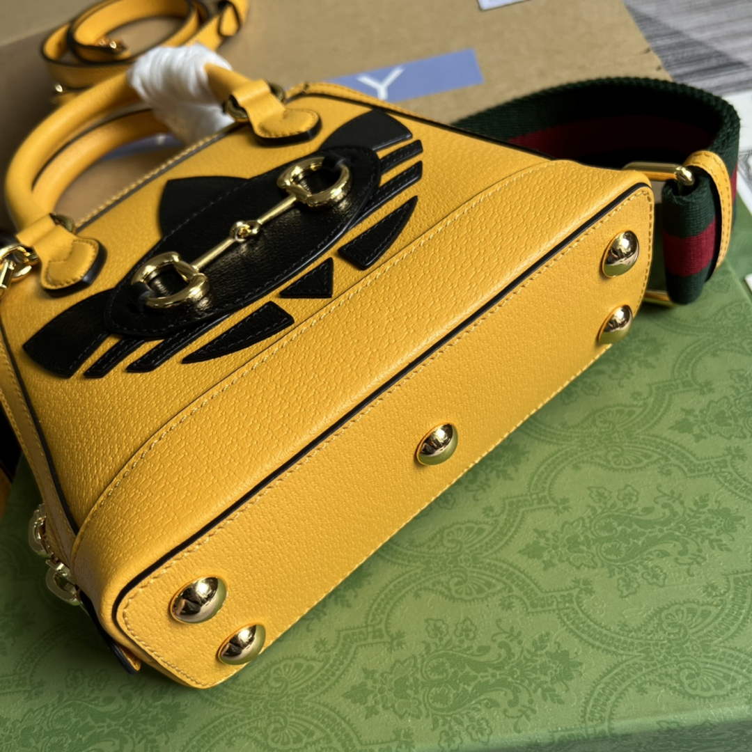 Adidas x Gucci 677212 Horsebit 1955 mini bag Yellow and black leather - Default Title - View 8