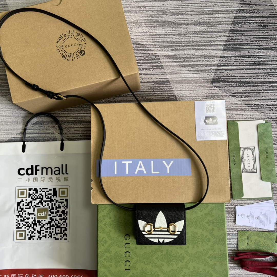 Adidas x Gucci card case with Horsebit 702248 Black and off-white leather - Default Title - View 2