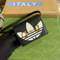 Adidas x Gucci card case with Horsebit 702248 Black and off-white leather