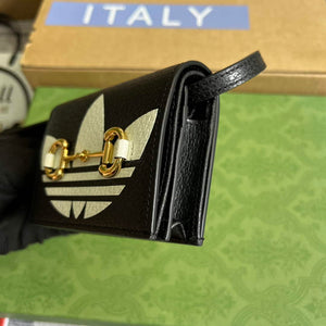Adidas x Gucci card case with Horsebit 702248 Black and off-white leather - Default Title - View 5