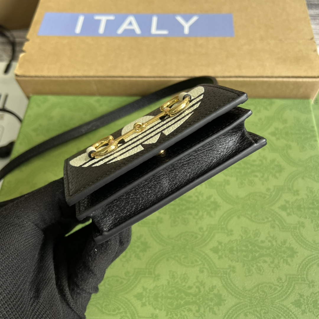 Adidas x Gucci card case with Horsebit 702248 Black and off-white leather - Default Title - View 6