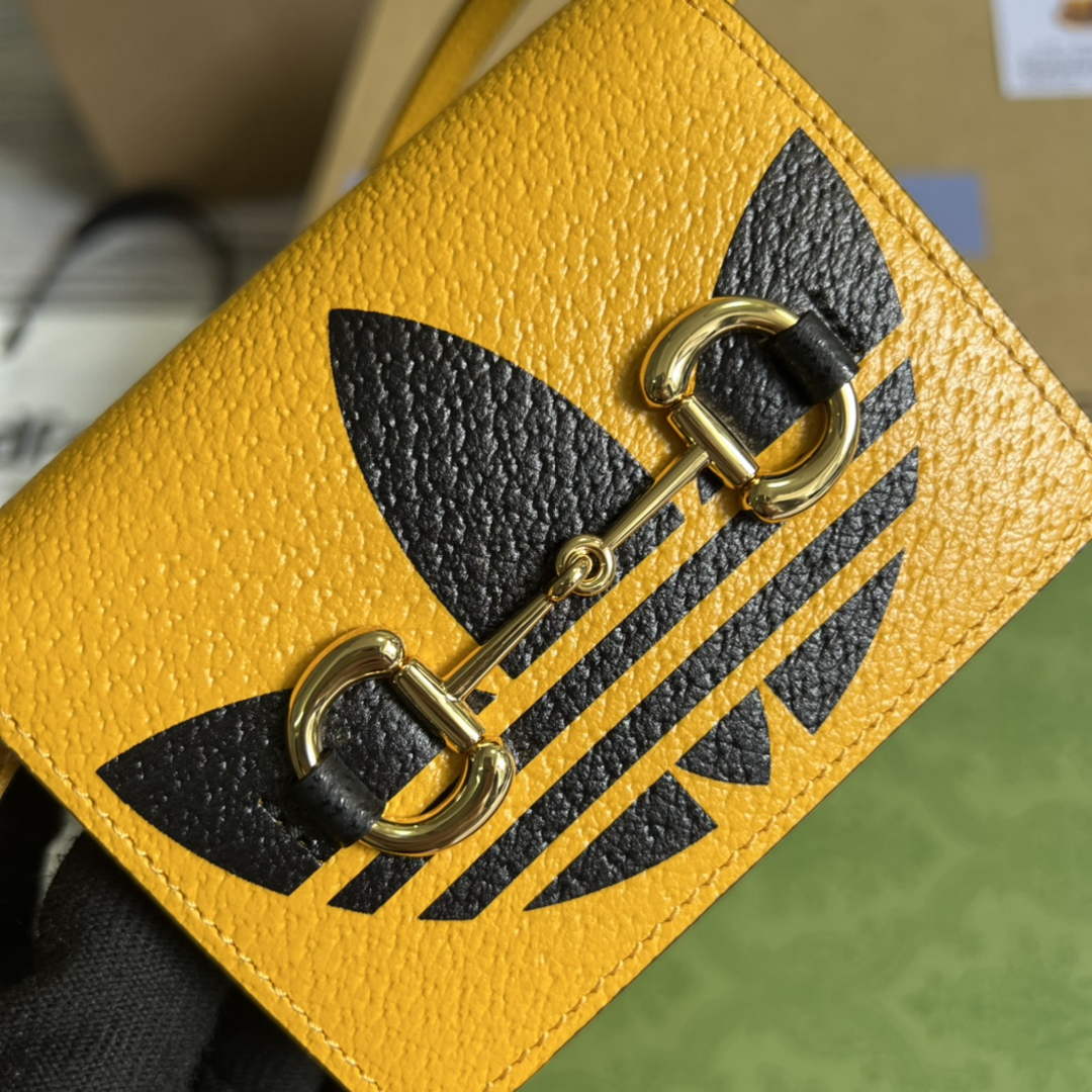 Adidas x Gucci card case with Horsebit 702248 Off-black and yellow leather - Default Title - View 5