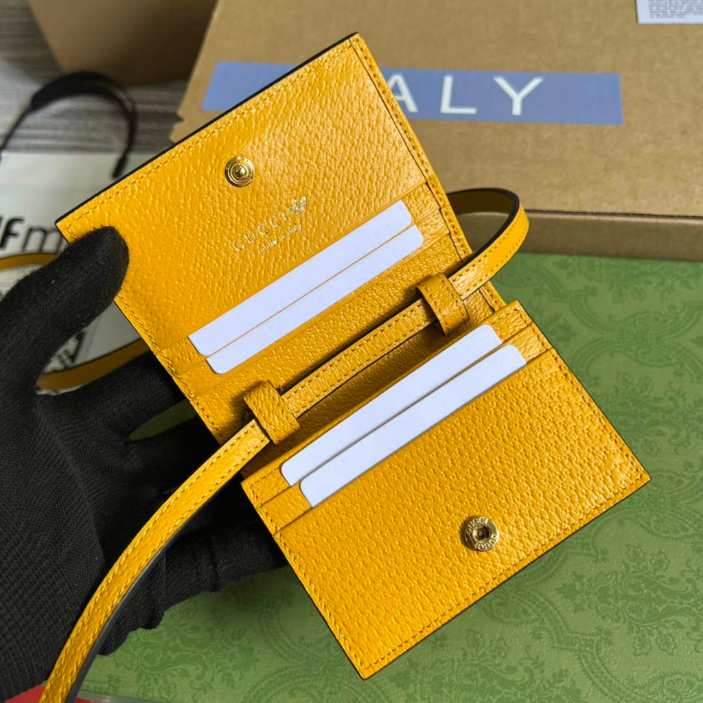 Adidas x Gucci card case with Horsebit 702248 Off-black and yellow leather