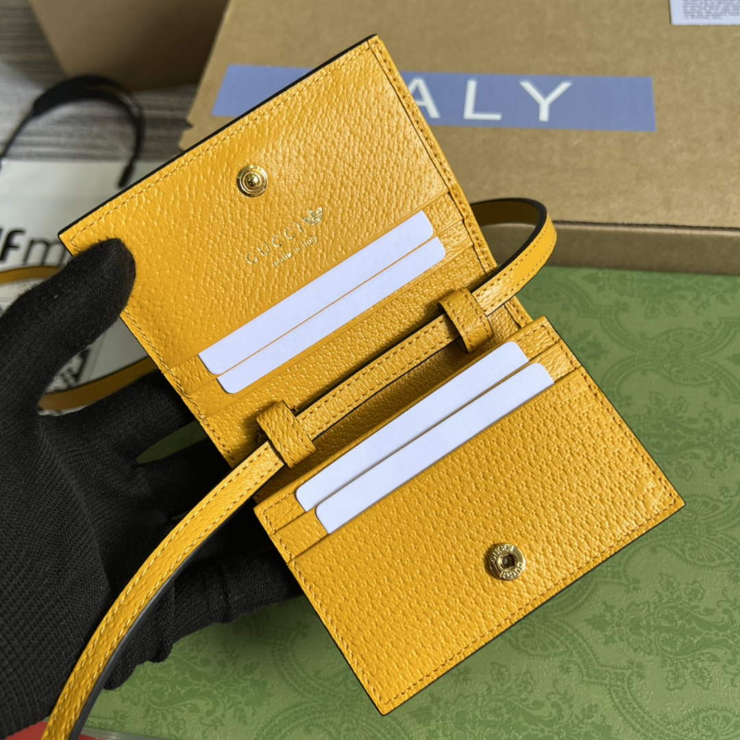 Adidas x Gucci card case with Horsebit 702248 Off-black and yellow leather - Default Title - View 6