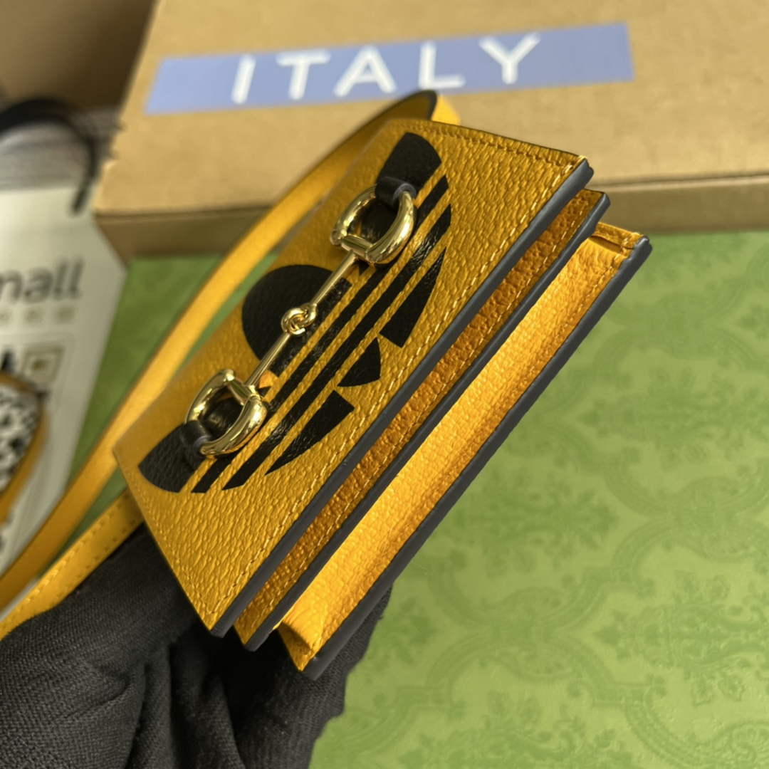 Adidas x Gucci card case with Horsebit 702248 Off-black and yellow leather - Default Title - View 7