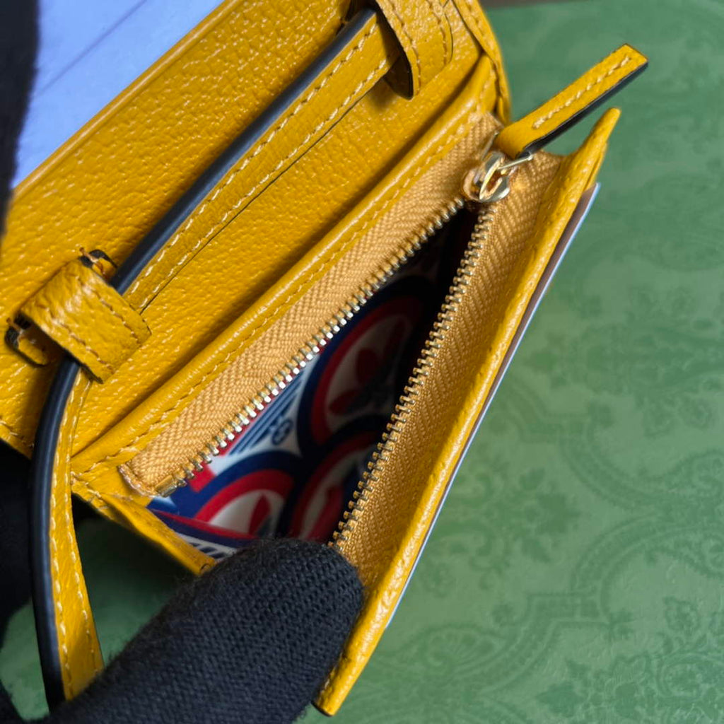 Adidas x Gucci card case with Horsebit 702248 Off-black and yellow leather