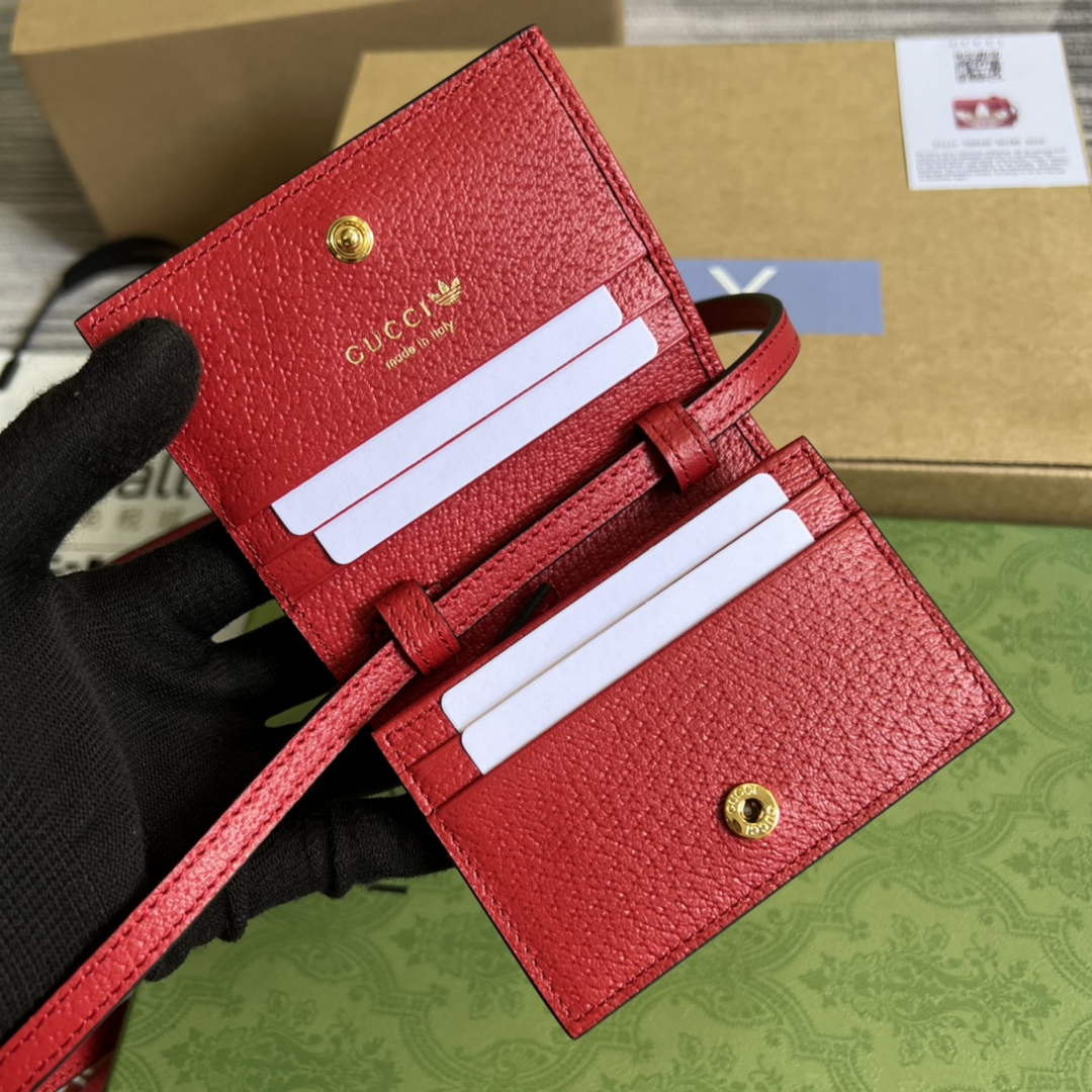 Adidas x Gucci card case with Horsebit 702248 Off-white and red leather - Default Title - View 7