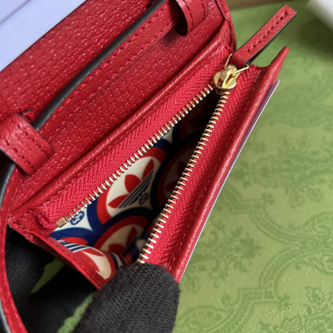 Adidas x Gucci card case with Horsebit 702248 Off-white and red leather - Default Title - View 9