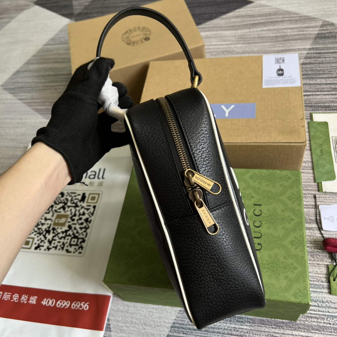 Adidas x Gucci mini top handle bag 702387 Black leather