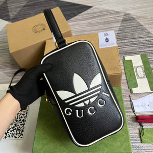 Adidas x Gucci mini top handle bag 702387 Black leather - Default Title - View 1