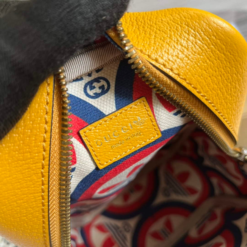Adidas x Gucci mini top handle bag 702387 Yellow leather