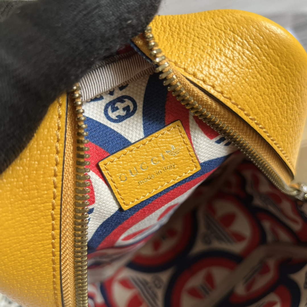Adidas x Gucci mini top handle bag 702387 Yellow leather