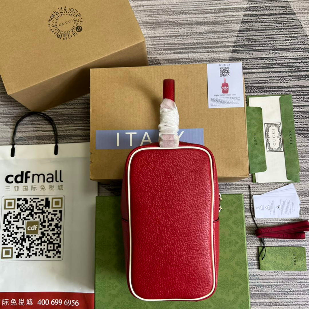 Adidas x Gucci mini top handle bag 702387 Red leather