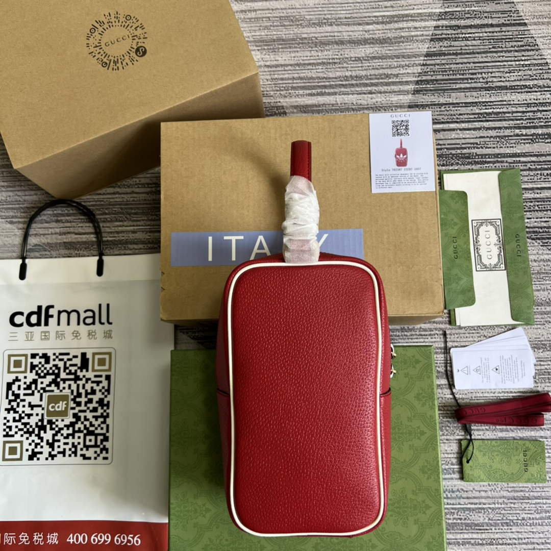 Adidas x Gucci mini top handle bag 702387 Red leather - Default Title - View 3