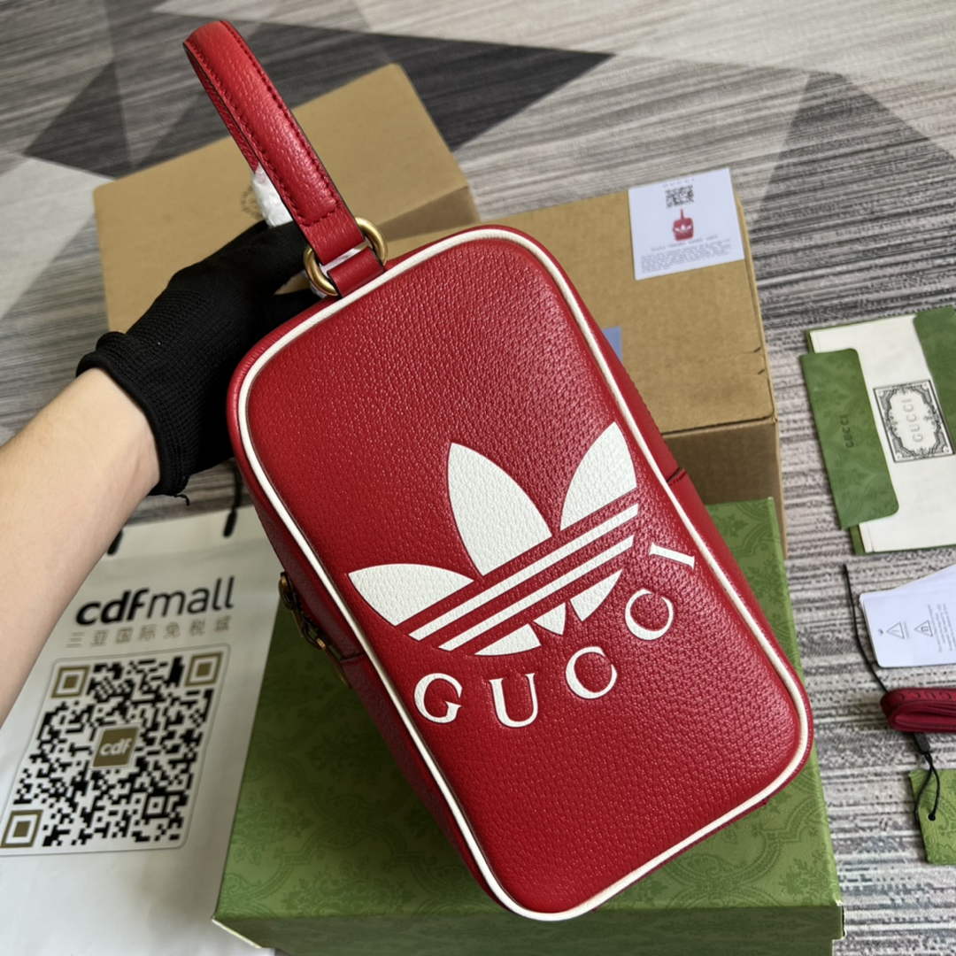 Adidas x Gucci mini top handle bag 702387 Red leather - Default Title - View 1
