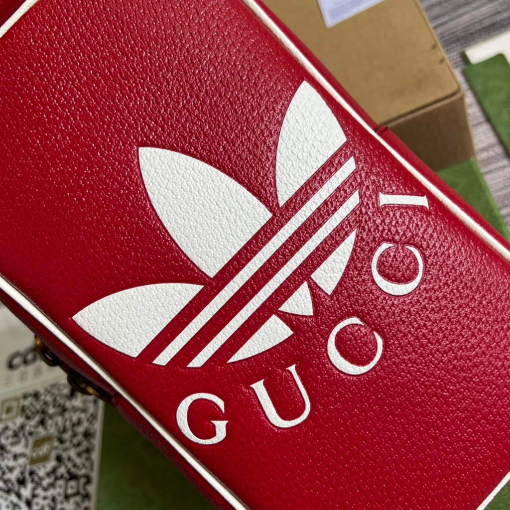 Adidas x Gucci mini top handle bag 702387 Red leather