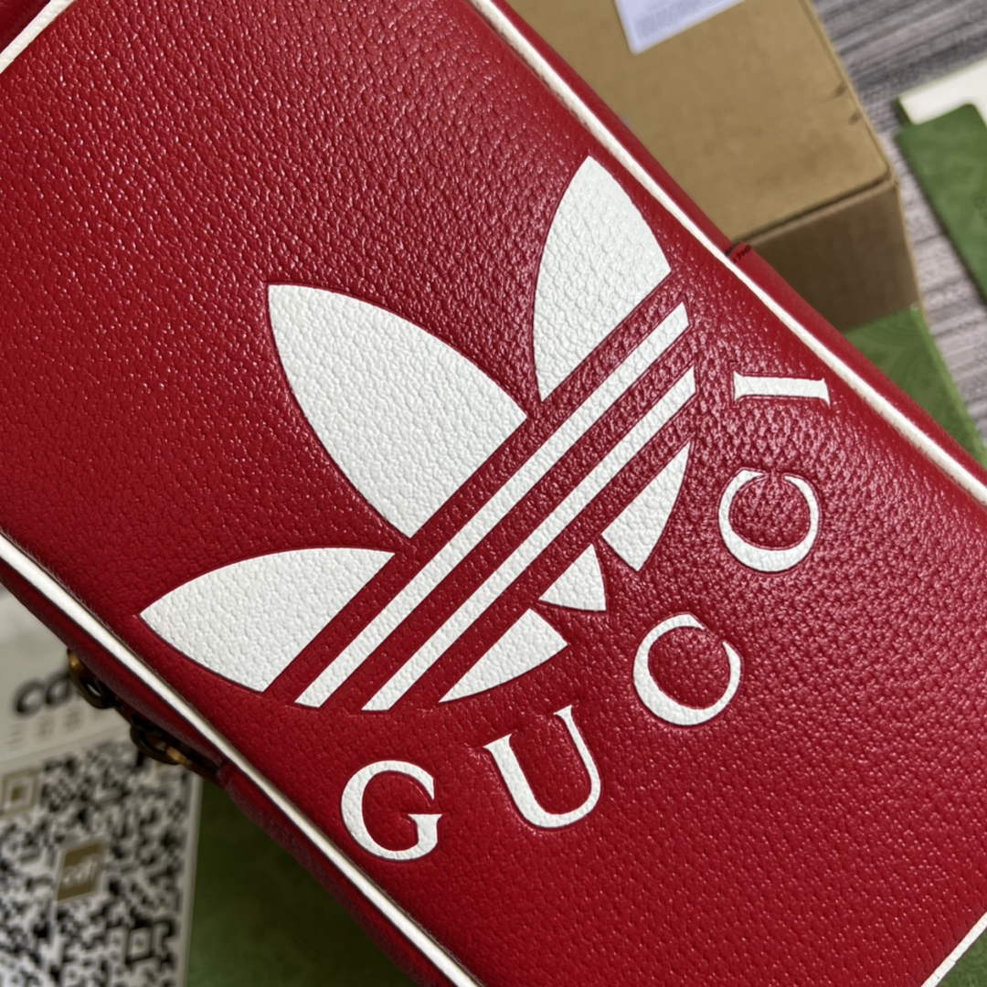 Adidas x Gucci mini top handle bag 702387 Red leather - Default Title - View 5