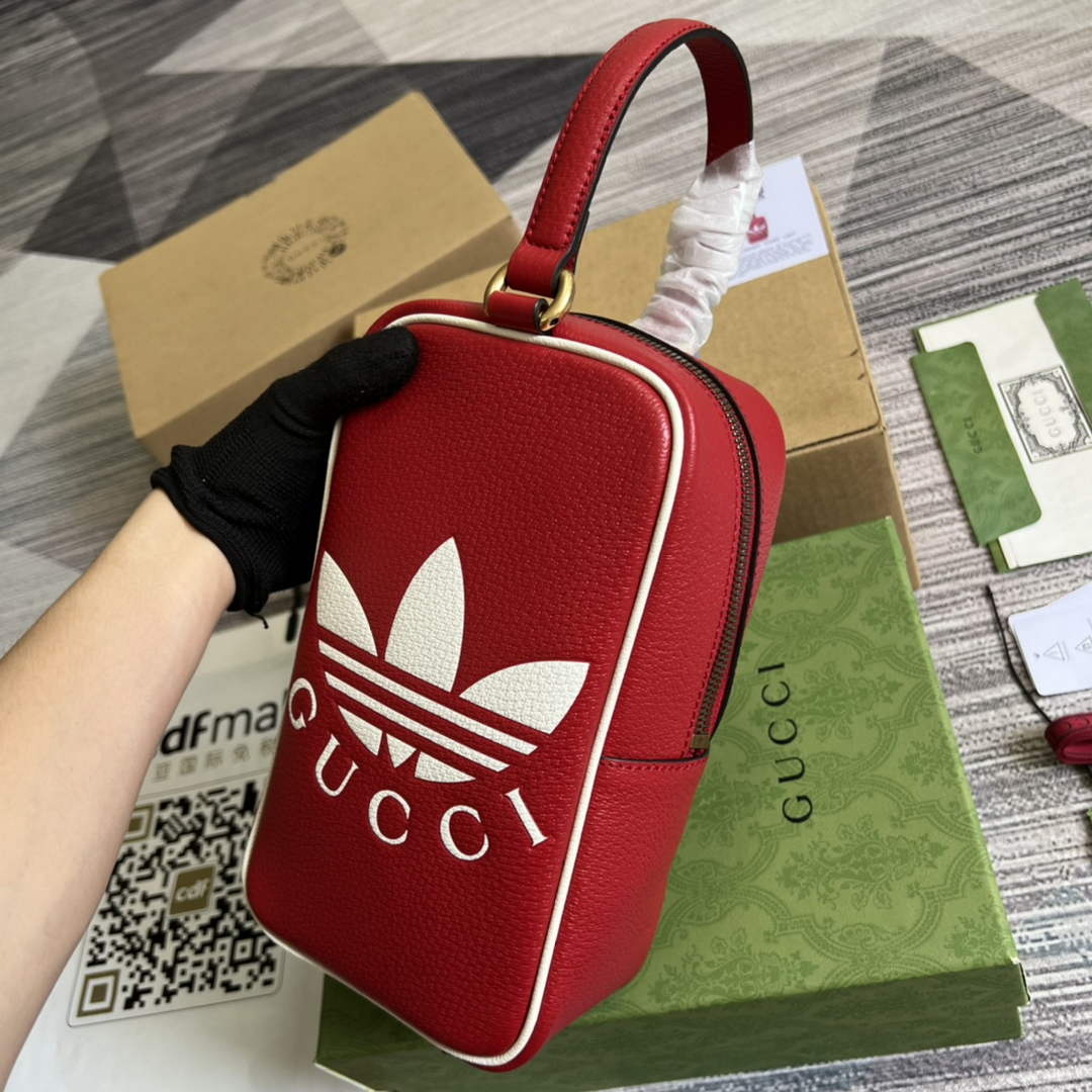 Adidas x Gucci mini top handle bag 702387 Red leather - Default Title - View 6