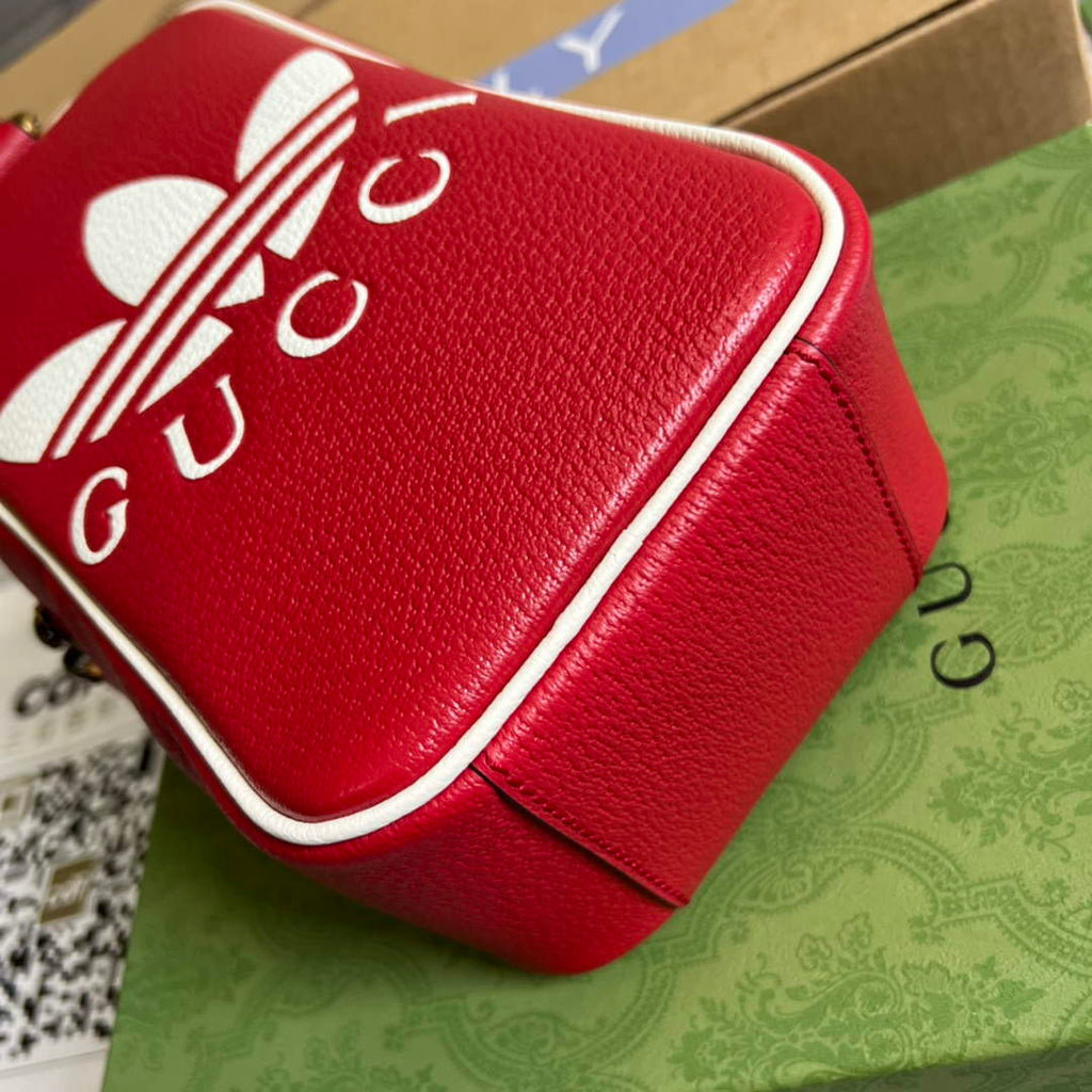 Adidas x Gucci mini top handle bag 702387 Red leather