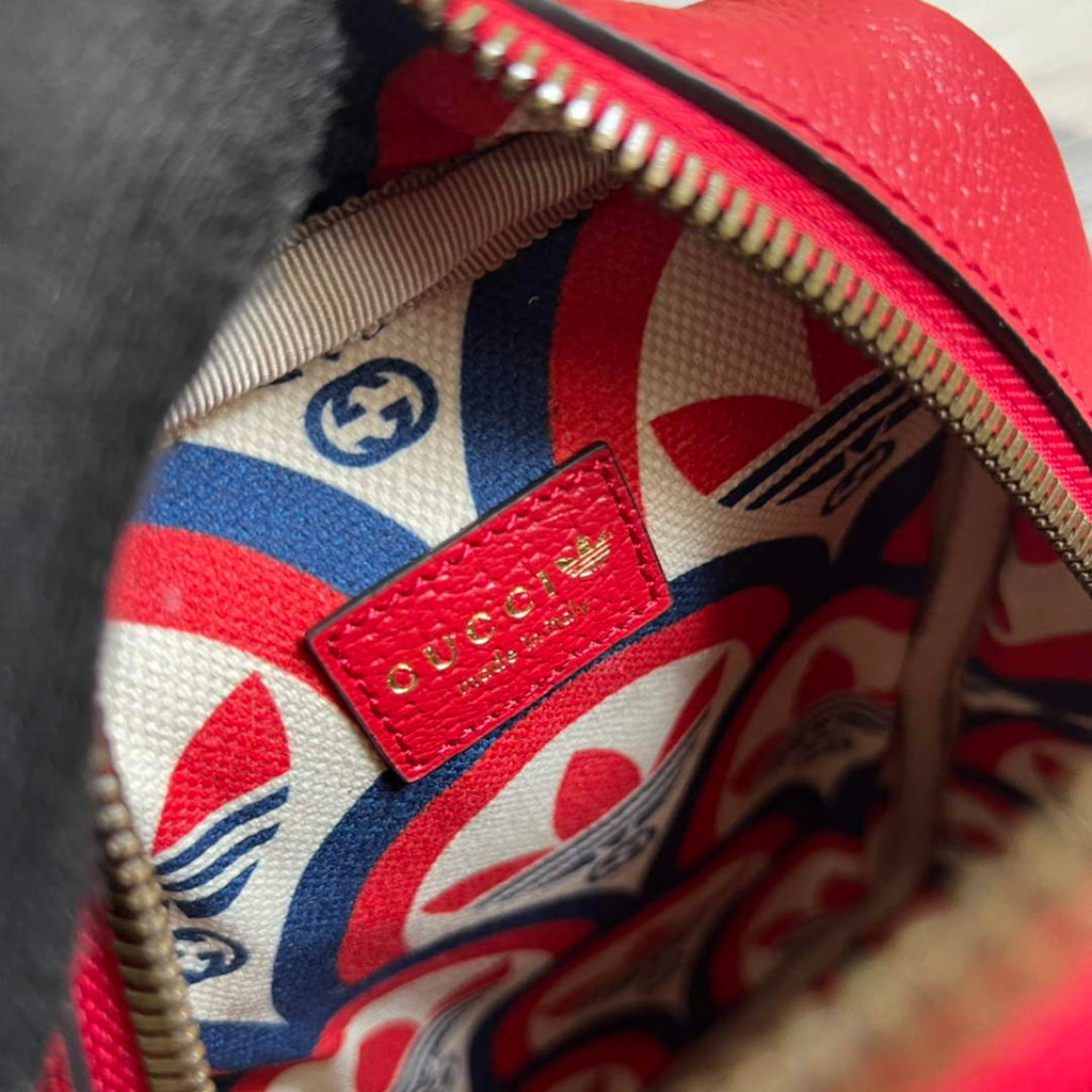 Adidas x Gucci mini top handle bag 702387 Red leather