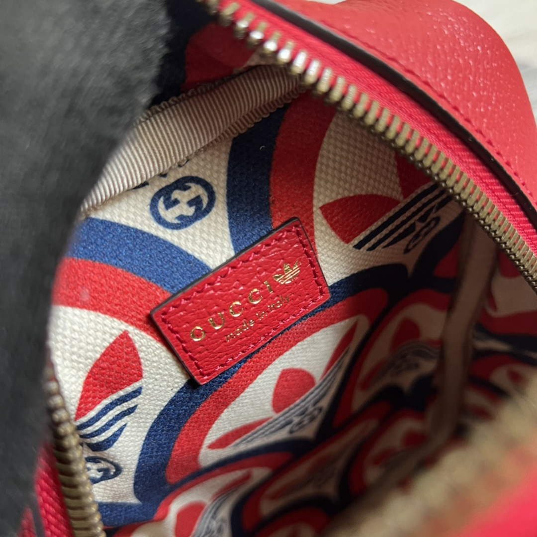 Adidas x Gucci mini top handle bag 702387 Red leather