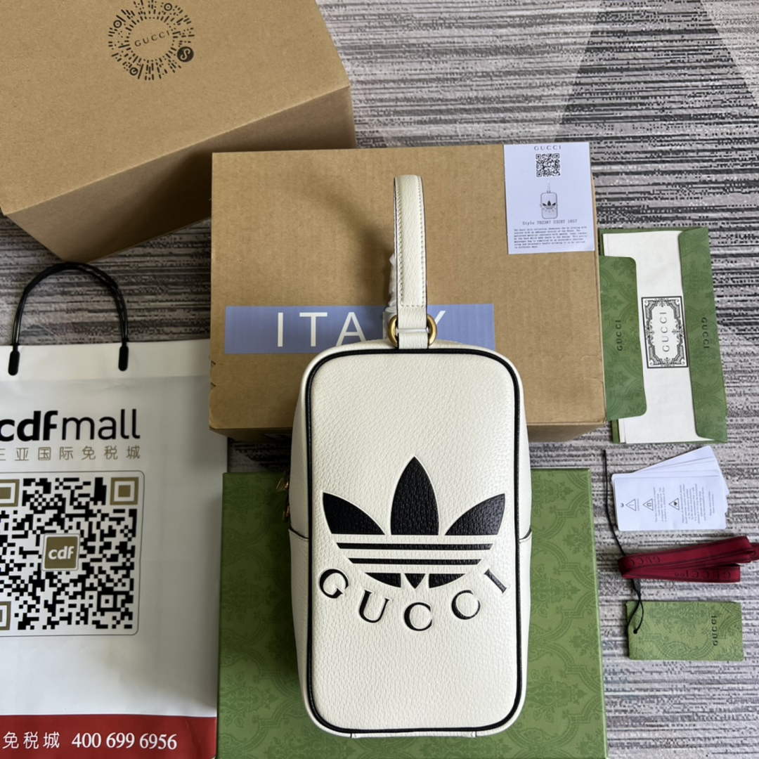 Adidas x Gucci mini top handle bag 702387 White leather - Default Title - View 2