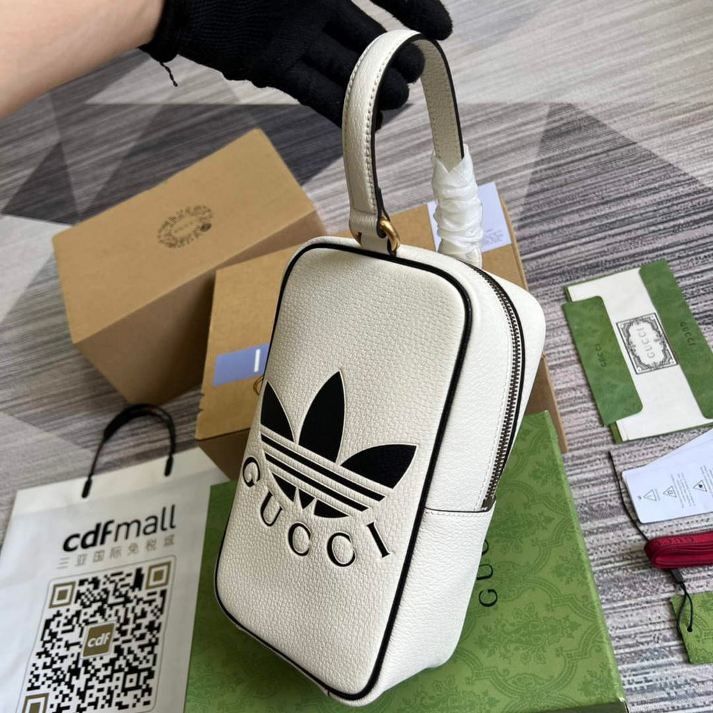 Adidas x Gucci mini top handle bag 702387 White leather
