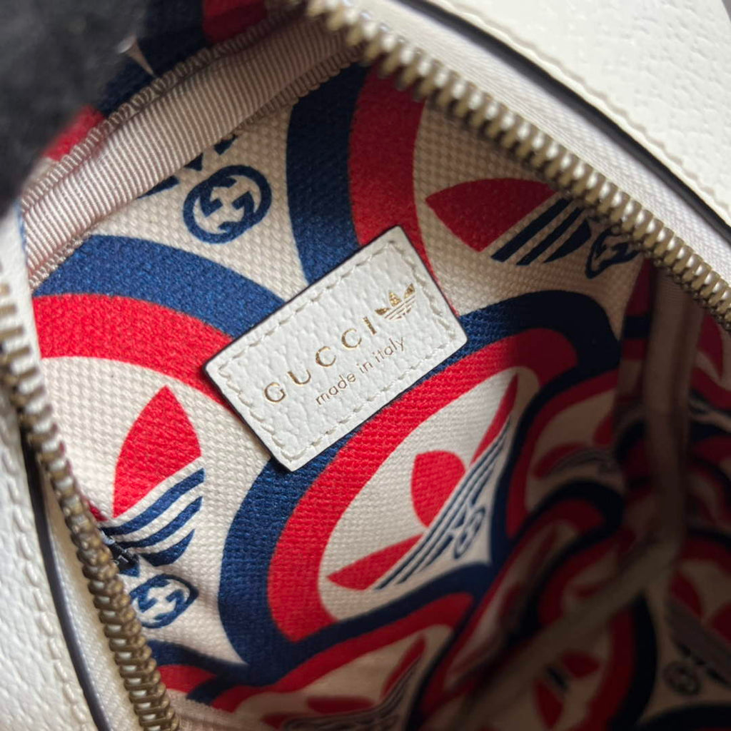 Adidas x Gucci mini top handle bag 702387 White leather