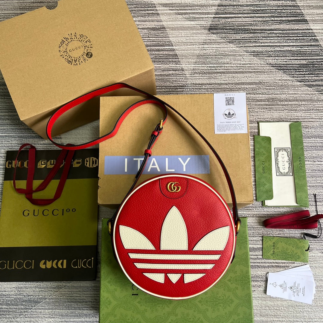 Adidas x Gucci Ophidia shoulder bag 702626 Red leather - Default Title - View 1