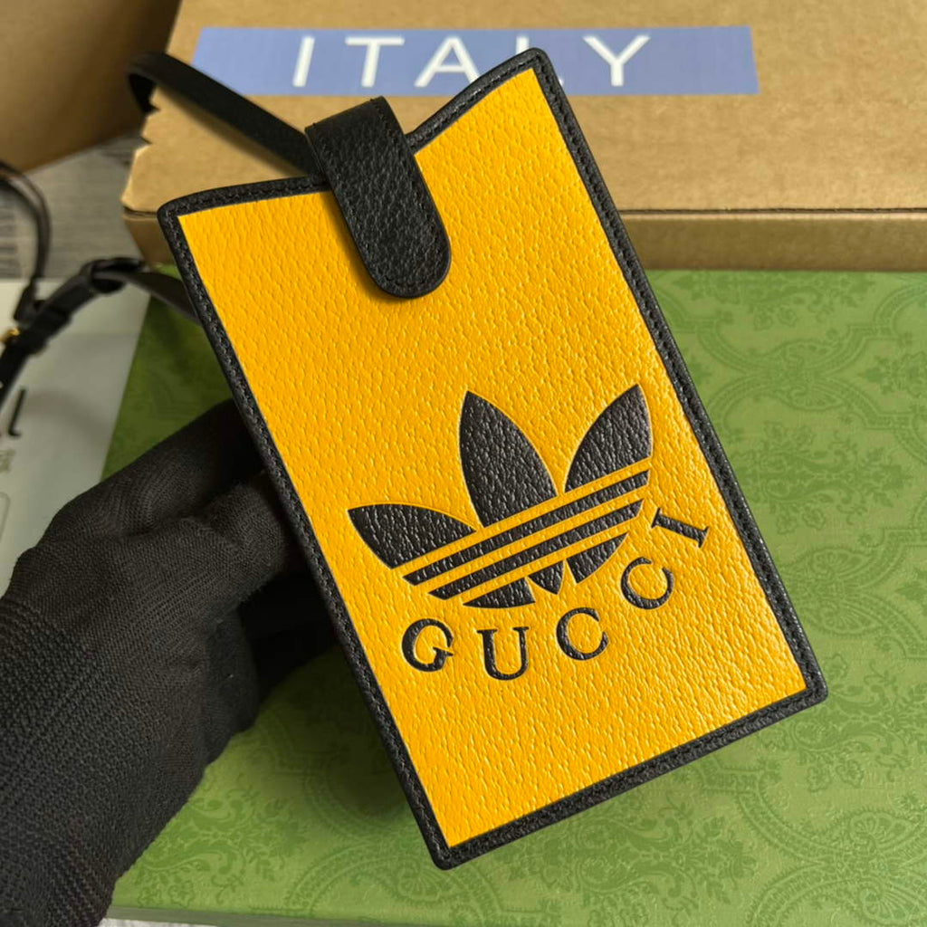 Adidas x Gucci phone case 702203 Off-black and yellow leather