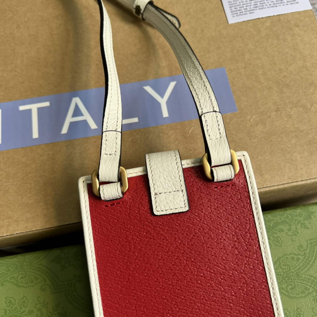 Adidas x Gucci phone case 702203 Red and off-white leather