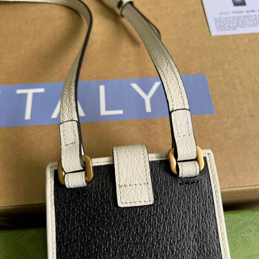 Adidas x Gucci phone case 702203 Black and off-white leather