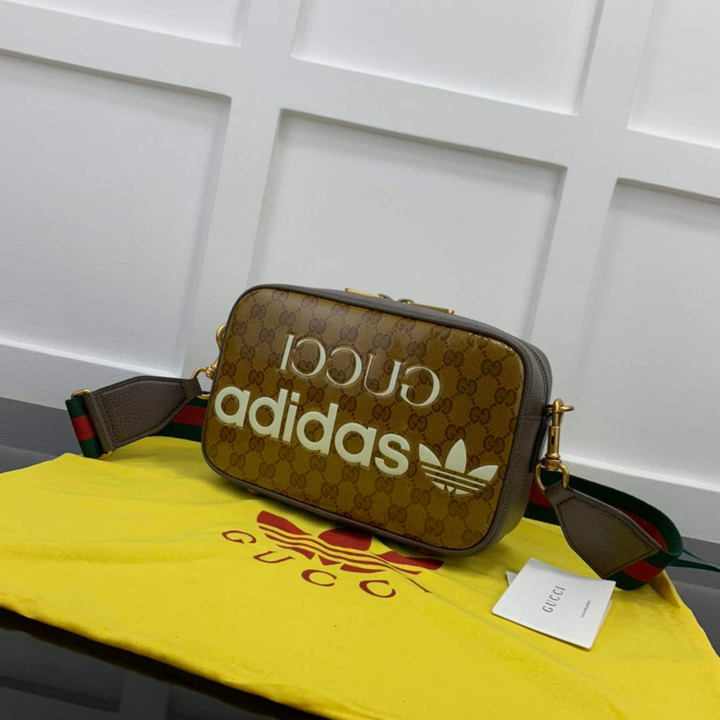 Adidas x Gucci small shoulder bag 702427 Beige and brown GG canvas