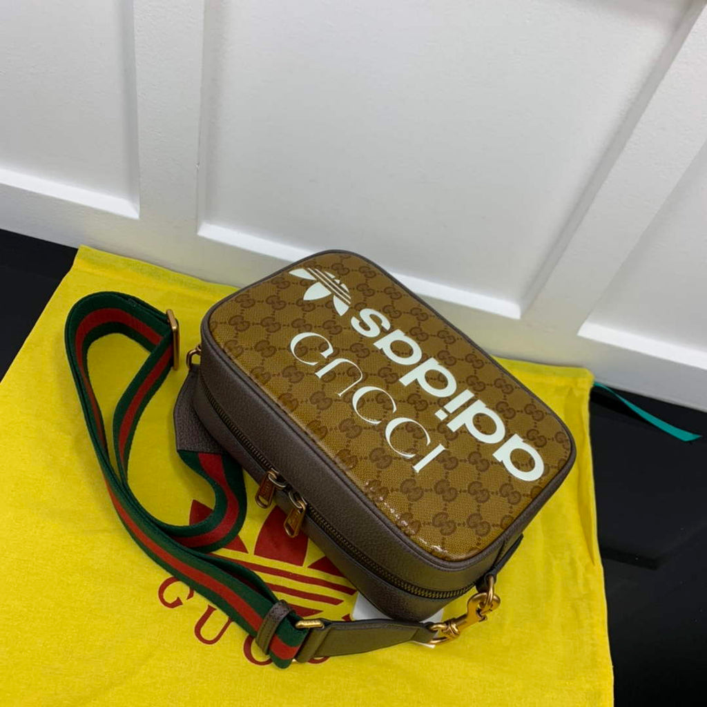 Adidas x Gucci small shoulder bag 702427 Beige and brown GG canvas