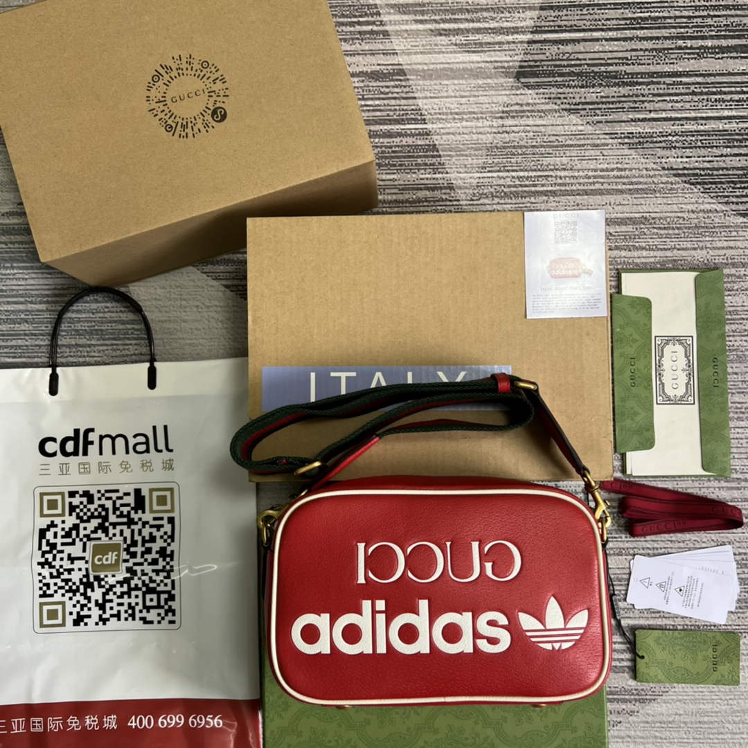 Adidas  x Gucci small shoulder bag 702427 Red leather - Default Title - View 1