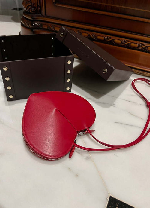 Alaia AA1P003C0Y75 LE Coeur Bag In Calfskin Red