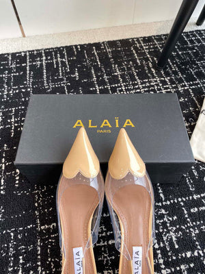 Alaia Women's AA3E057CK150 C?ur 55 PU and patent-leather slingback pumps Apricot - Euro 35=US 4 - View 4
