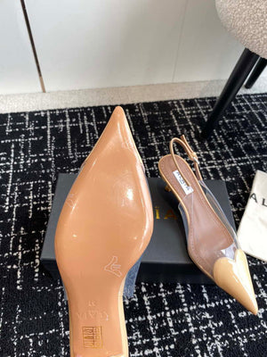 Alaia Women's AA3E057CK150 C?ur 55 PU and patent-leather slingback pumps Apricot - Euro 35=US 4 - View 9