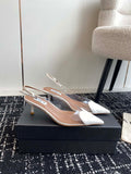 Alaia Women's AA3E057CK150 C?ur 55 PU and patent-leather slingback pumps White