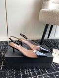 Alaia Women's AA3E057CK150 C?ur 55 PU and patent-leather slingback pumps Black