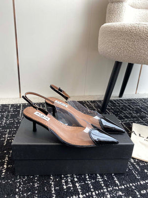 Alaia Women's AA3E057CK150 C?ur 55 PU and patent-leather slingback pumps Black - Euro 35=US 4 - View 1