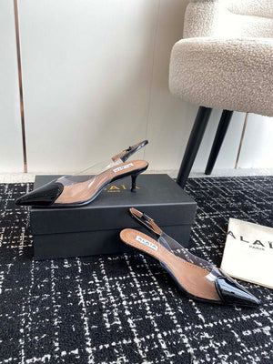 Alaia Women's AA3E057CK150 C?ur 55 PU and patent-leather slingback pumps Black - Euro 35=US 4 - View 3